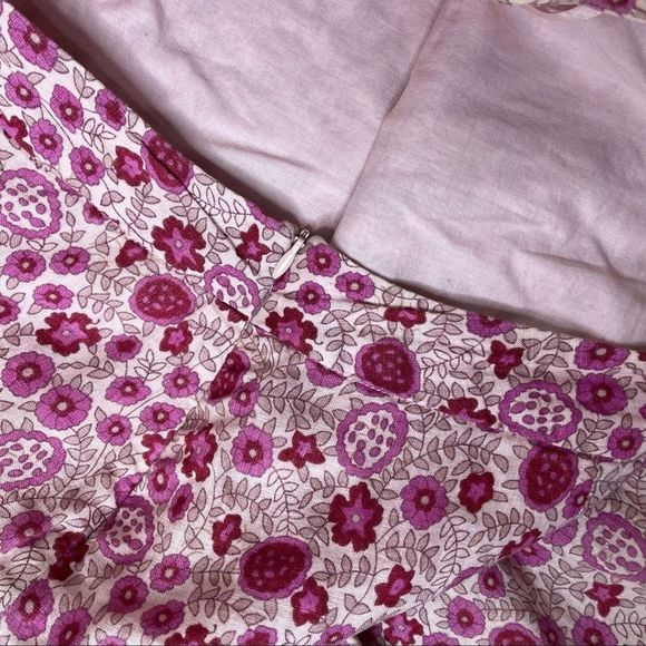 GAP Women Girl Skirt Size 4 Pink Floral Linen Three-Tiered Lined - Picture 4 of 7